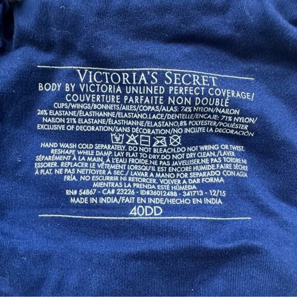 Victoria’s Secret | Navy & Cream Unlined Perfect Coverage | Size 40DD - Picture 8 of 8